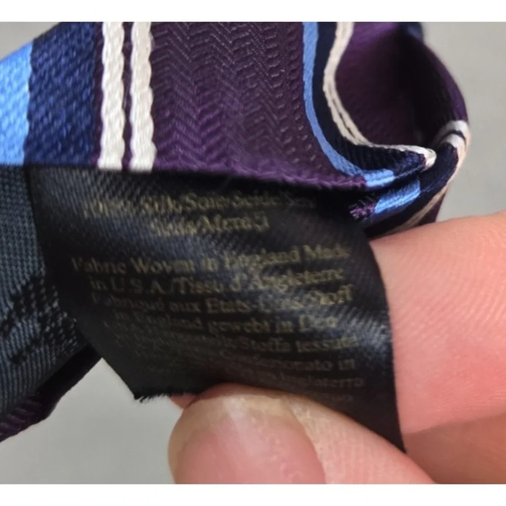 Brooks Brothers‎ Makers & Merchants Tie Purple Blue Striped 100% Silk Necktie